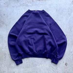 Vintage Y2K Hanes Blank Boxy Crewneck Sweatshirt - Purple